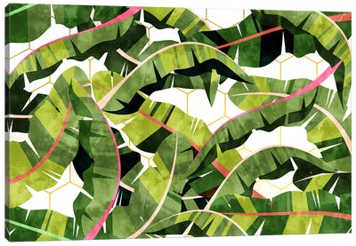 Banana Leaf Salad With Garlic Butter Dressing Canvas Art Print - Floral & Botanical Patterns