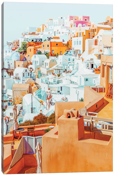 Santorini Vacay Canvas Art Print - Greece Art