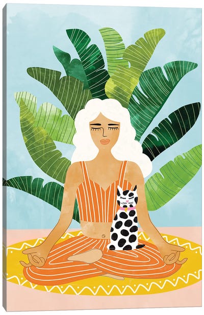 Meditation With Thy Cat Canvas Art Print - Zen Master