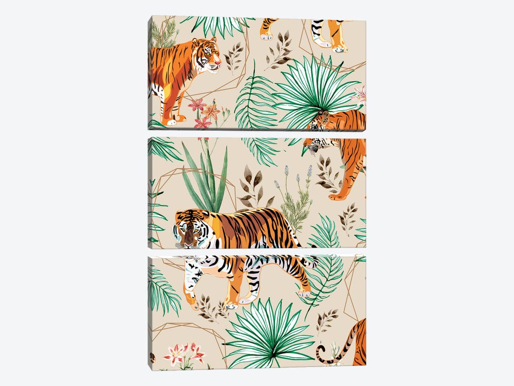 Tropical And Tigers by 83 Oranges 3-piece Canvas Wall Art