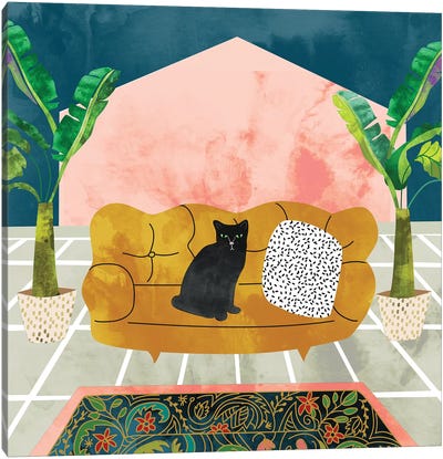 Cat Canvas Art Print - Black Cat Art