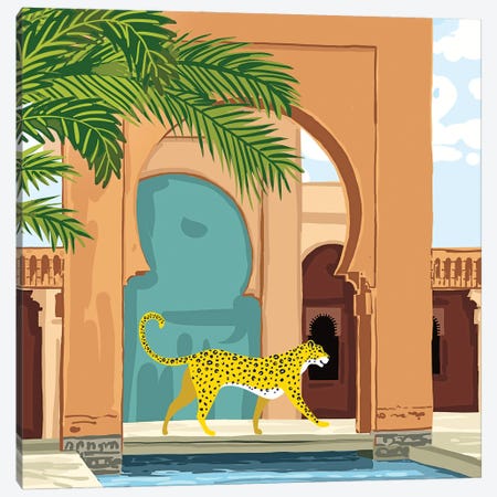 Cheetah Under The Moroccan Arch Canvas Print #UMA879} by 83 Oranges Canvas Artwork