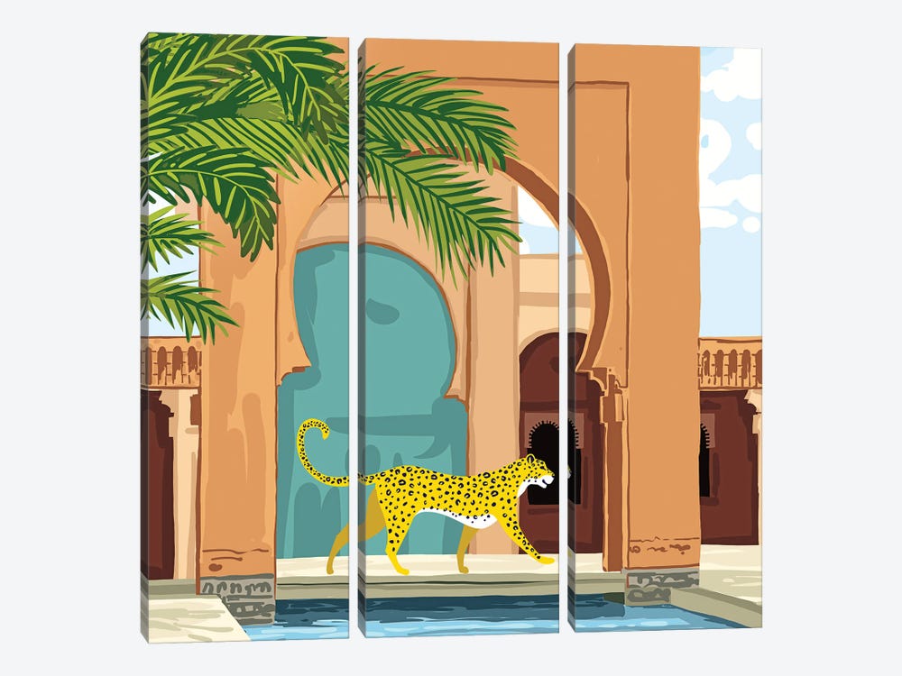 Cheetah Under The Moroccan Arch by 83 Oranges 3-piece Canvas Print