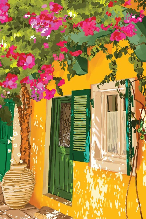 Living In The Sunshine. Always, Travel Sunny Summer Architecture Greece Spain Building Illustration by 83 Oranges wall art
