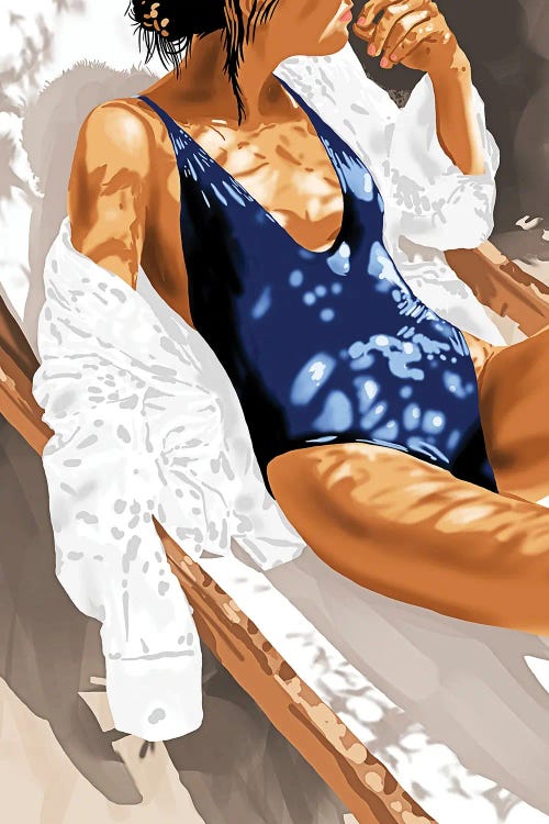 Girls Just Wanna Have Sun Painting, Woman Fashion Swim Beach Vacation Travel Summer Illustration by 83 Oranges wall art
