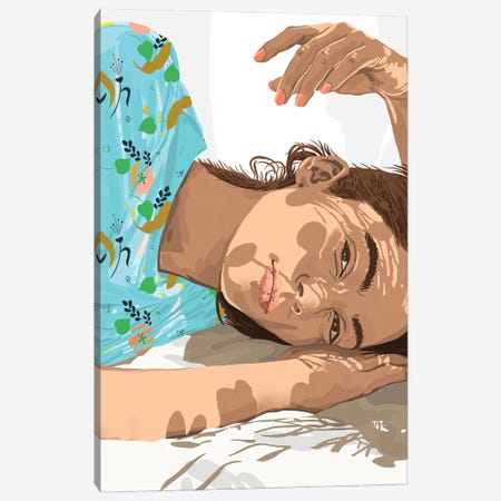 Feel The Sun From Both Sides, Summer Bohemian Woman Illustration, Vibrant Colorful Portrait Painting Canvas Print #UMA896} by 83 Oranges Canvas Print
