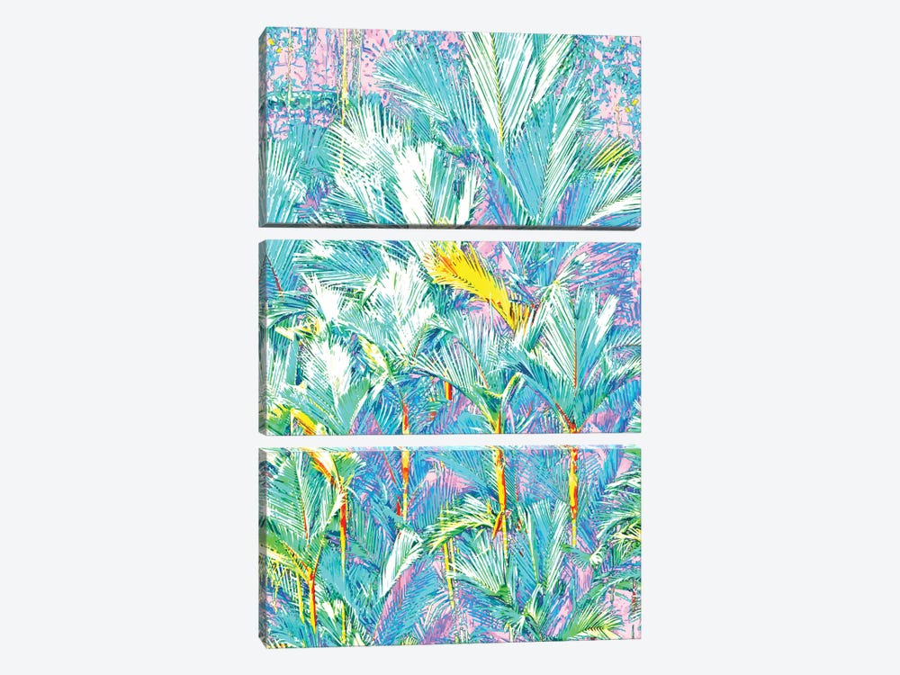 Palm Garden, Tropical Nature Jungle Botanical Painting, Bohemian Intricate Pastel Forest by 83 Oranges 3-piece Canvas Art