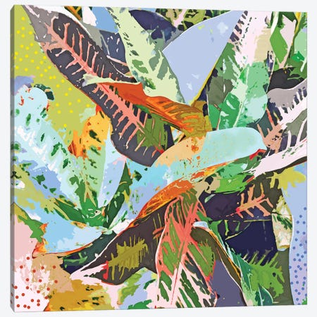 Jungle Plants, Tropical Nature Dark Botanical Illustration, Eclectic Colorful Forest Painting Canvas Print #UMA908} by 83 Oranges Canvas Art