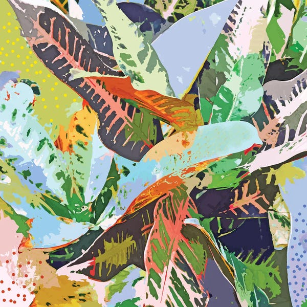 Pineapples: Jungle Plants, Tropical Nature Dark Botanical Illustration, Eclectic Colorful Forest Painting by 83 Oranges