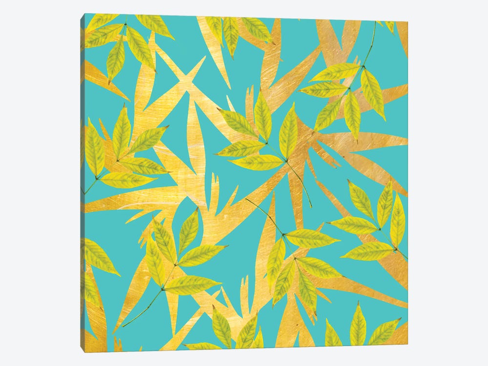 Gold & Teal Florals by 83 Oranges 1-piece Canvas Art Print
