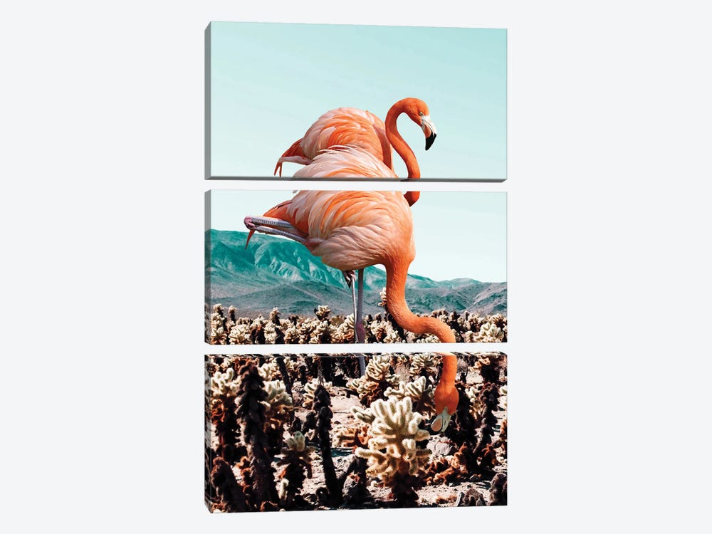 Flamingos In The Desert by 83 Oranges 3-piece Art Print