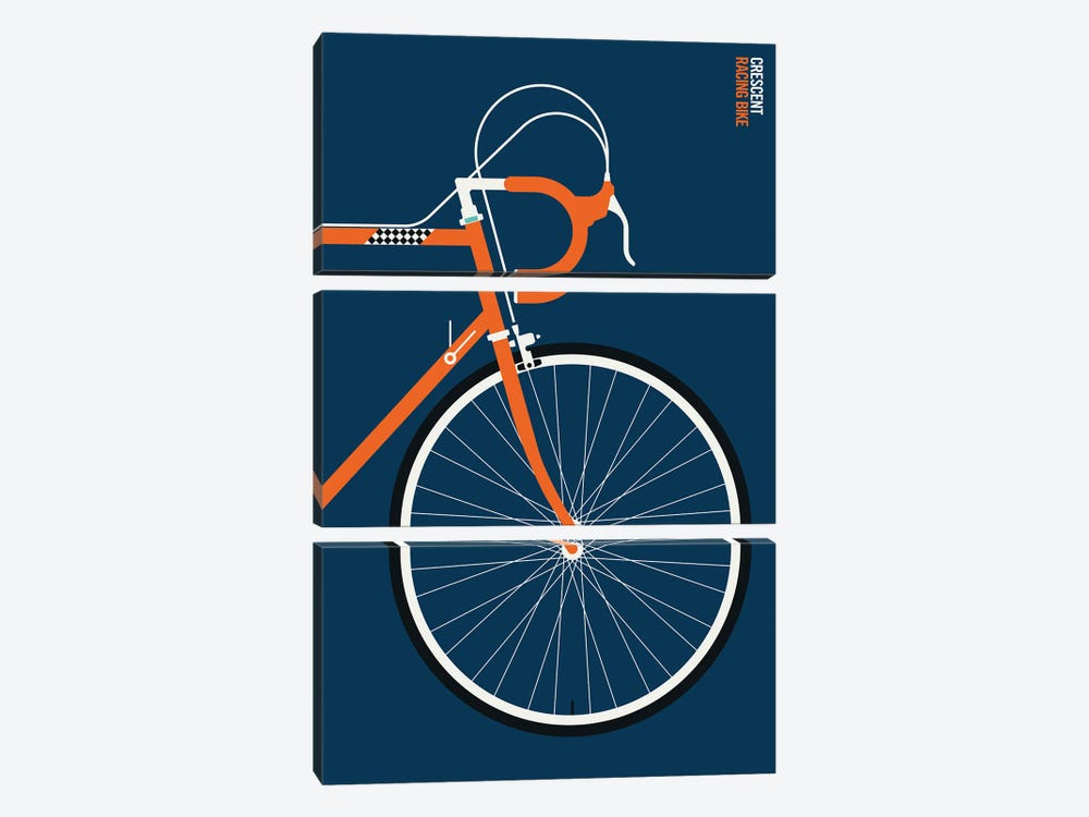 Orange Sports Bike Front by Bo Lundberg 3-piece Canvas Art