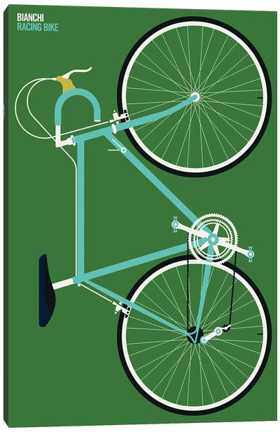 Mint Colored Sports Bike Whole Canvas Art Print - Cycling Art