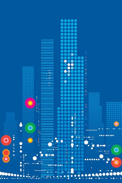 Blue City Rush by Bo Lundberg multi panel art