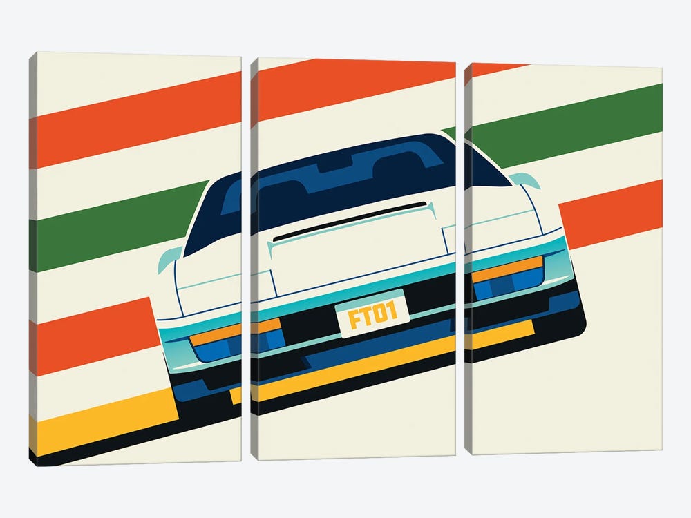 Angeled Sports Car With Stripes by Bo Lundberg 3-piece Art Print