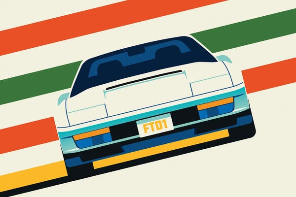 Kids Transportation Art: Angeled Sports Car With Stripes by Bo Lundberg