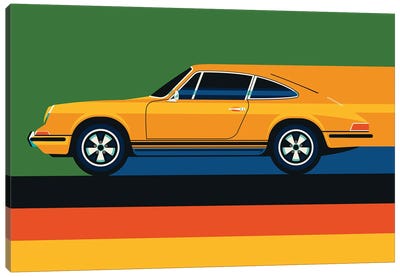 Whole Orange Vintage Sports Car Canvas Art Print - Porsche