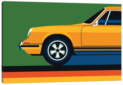 Orange Vintage Sports Car Side Front Canvas Art Print - Porsche