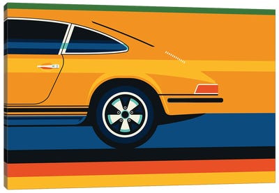 Orange Vintage Sports Car Side Back Canvas Art Print - Art Gifts for Him