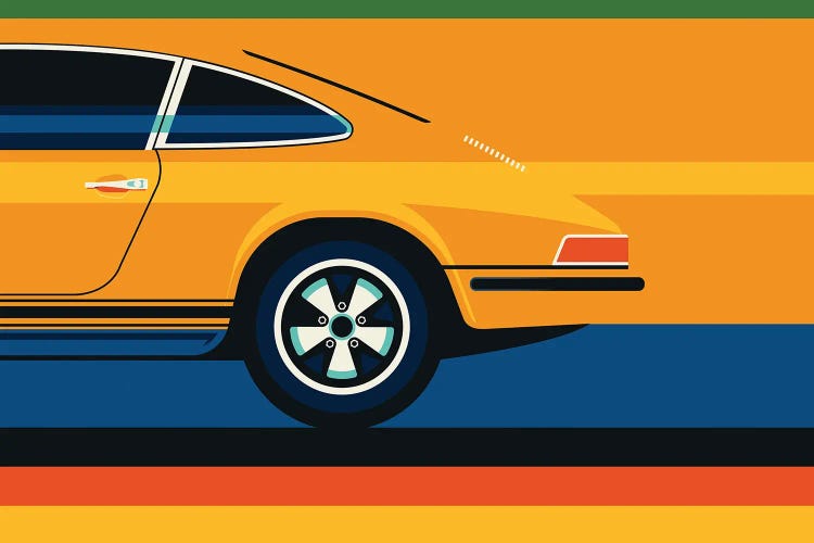 Orange Vintage Sports Car Side Back by Bo Lundberg wall art