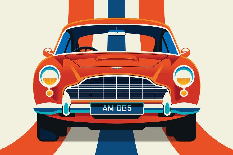 Front View Of Red Vintage Car With Stripes by Bo Lundberg wall art