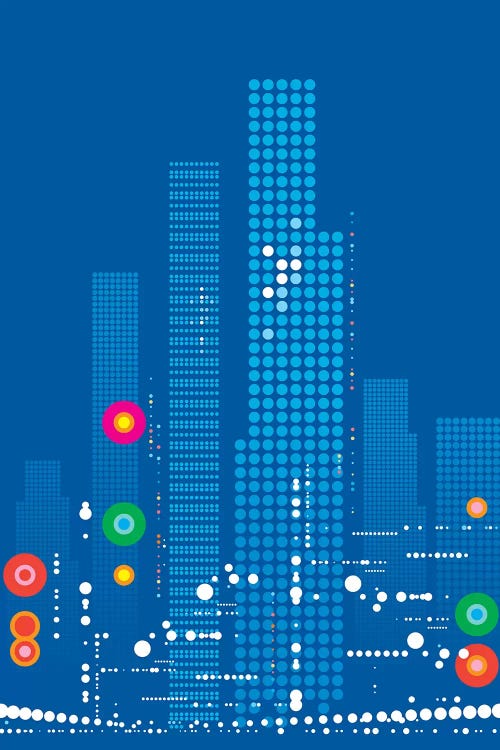 Blue City Rush by Bo Lundberg wall art