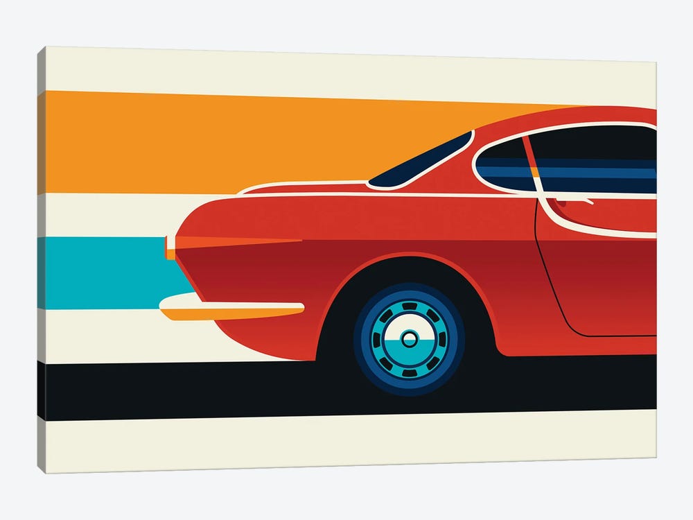 Red Vintage Sports Car Side Back by Bo Lundberg 1-piece Art Print