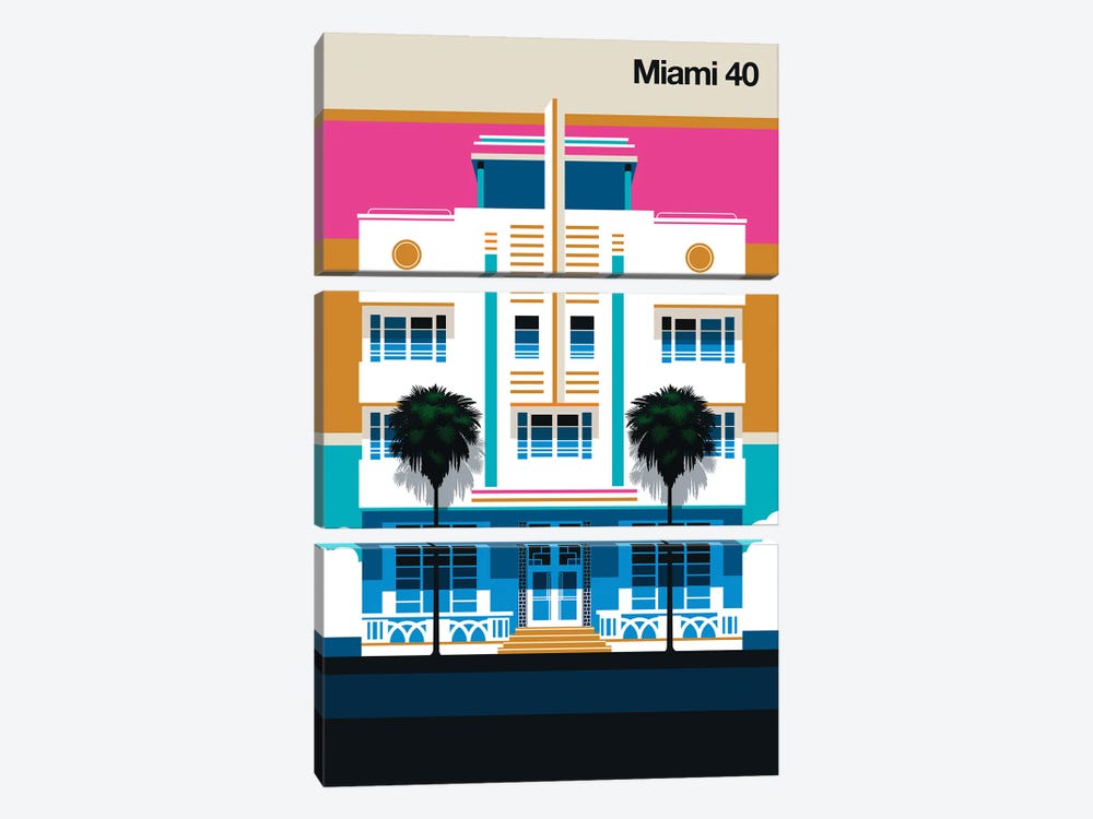 Miami 40 by Bo Lundberg 3-piece Canvas Art Print