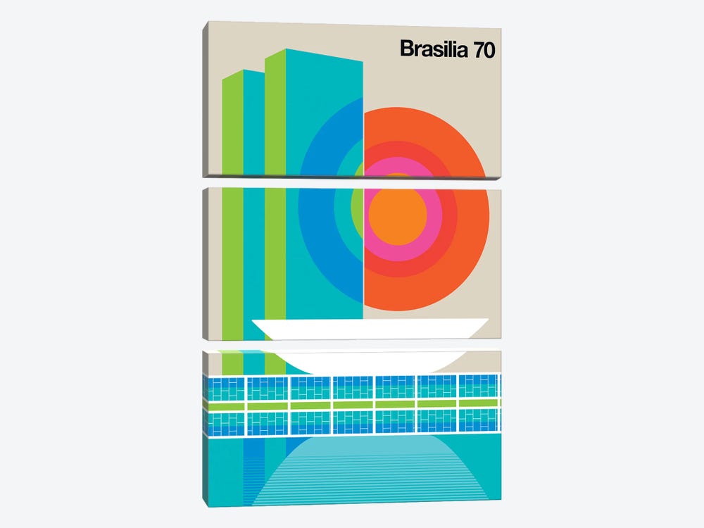 Brasilia 70 by Bo Lundberg 3-piece Canvas Print