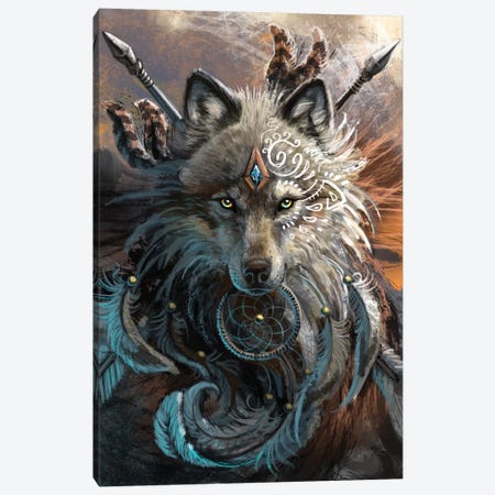 Wolf Warrior Canvas Print #UNI20} by Sunima Canvas Art Print