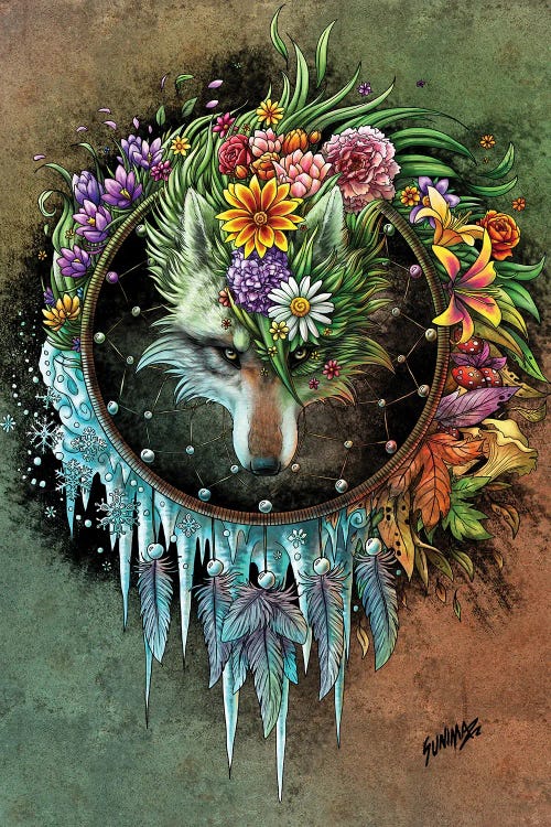 Wolf Seasons Dreamcatcher by Sunima wall art