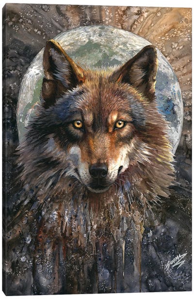 Fullmoon Wolf Canvas Art Print - Sunima