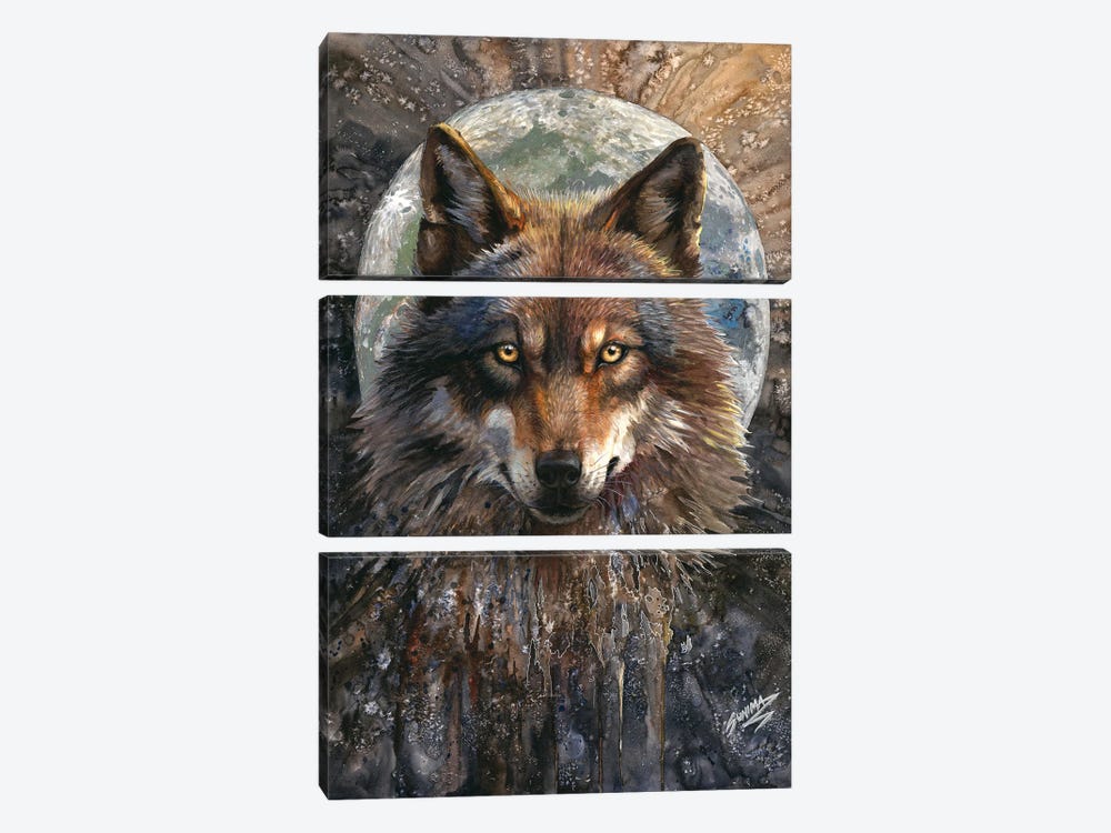 Fullmoon Wolf by Sunima 3-piece Canvas Print