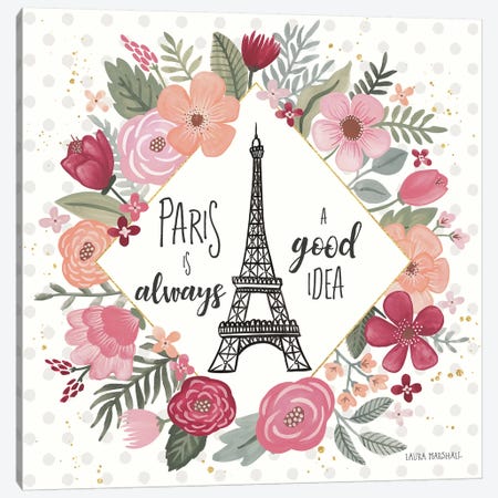 Paris is Blooming IV Canvas Print #URA10} by Laura Marshall Art Print