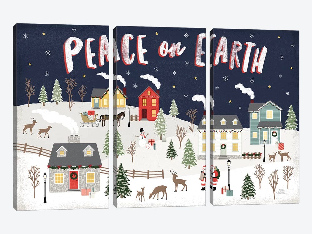 Christmas Village II by Laura Marshall 3-piece Art Print