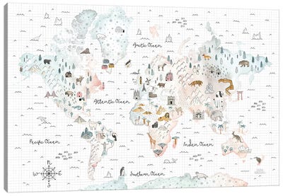 World Traveler I Canvas Art Print - Large Map Art