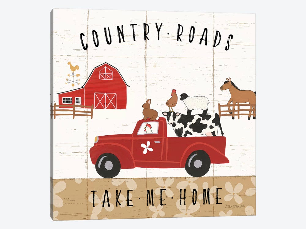 Country Roads III by Laura Marshall 1-piece Canvas Art Print