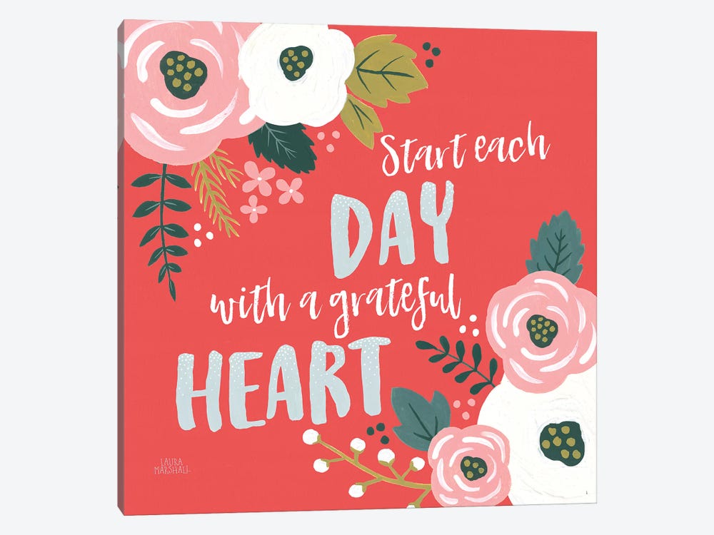 Wildflower Daydreams VII Grateful Heart by Laura Marshall 1-piece Canvas Print