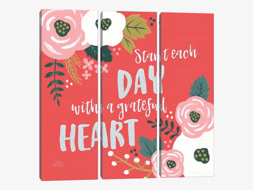 Wildflower Daydreams VII Grateful Heart by Laura Marshall 3-piece Canvas Art Print