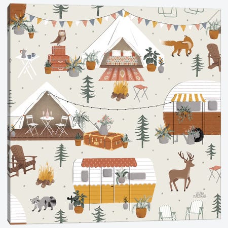 Gone Glamping Pattern IA Canvas Print #URA82} by Laura Marshall Canvas Artwork