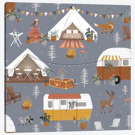 Gone Glamping Pattern IC Canvas Print #URA84} by Laura Marshall Canvas Print