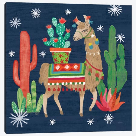 Lovely Llamas III Christmas Canvas Print #URB10} by Mary Urban Canvas Art
