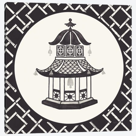 Everyday Chinoiserie VII In Black & White Canvas Print #URB139} by Mary Urban Canvas Wall Art