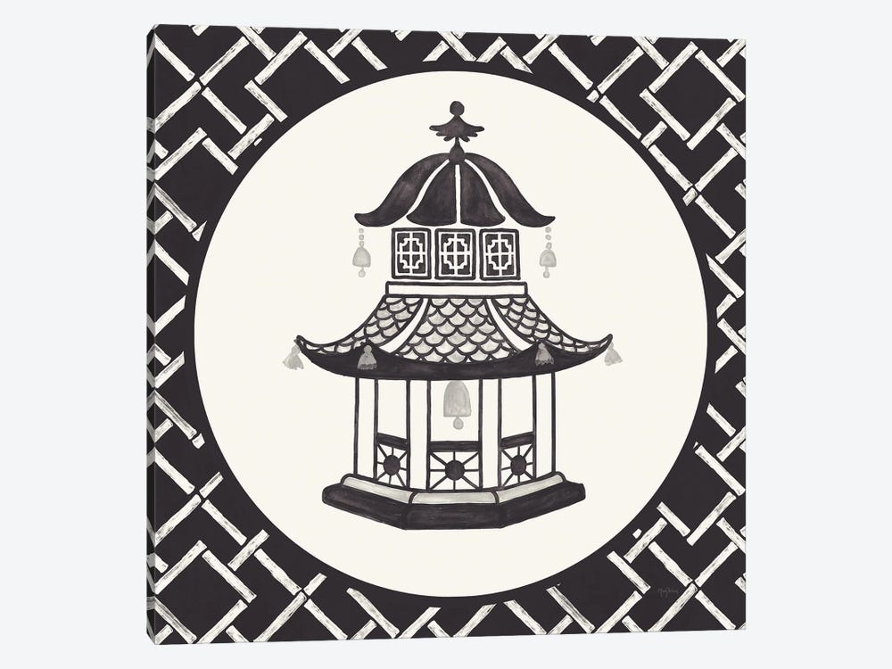 Everyday Chinoiserie VII In Black & White by Mary Urban 1-piece Canvas Art Print