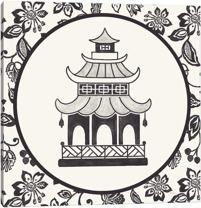 Everyday Chinoiserie VIII In Black & White Canvas Art Print