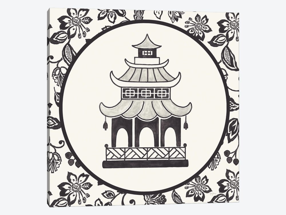 Everyday Chinoiserie VIII In Black & White by Mary Urban 1-piece Art Print