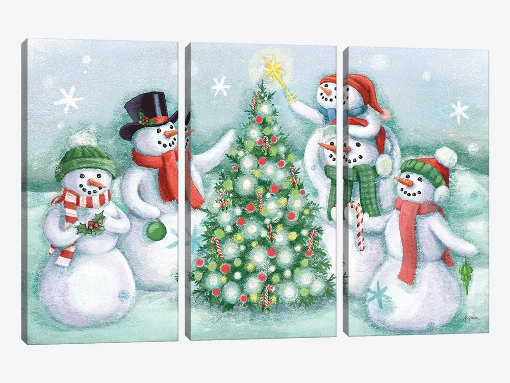 Classic Snowmen IV 3-piece Canvas Print