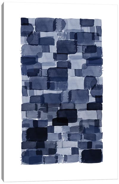 Navy Blue Watercolor Block Canvas Art Print - Urban Epiphany