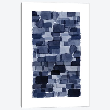 Navy Blue Watercolor Block Canvas Print #URE158} by Urban Epiphany Canvas Print