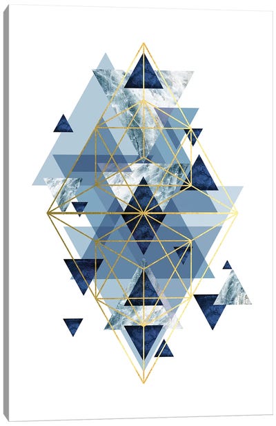 Navy Gold   Geometric Canvas Art Print - Urban Epiphany